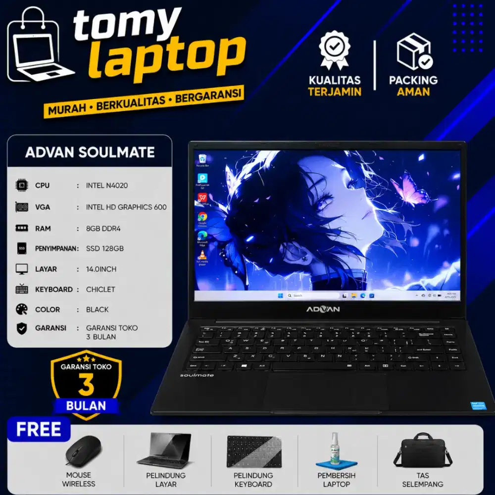 ADVAN SOULMATE INTEL N4020 INTEL HD GRAPHICS 600 RAM 8GB SSD 128GB