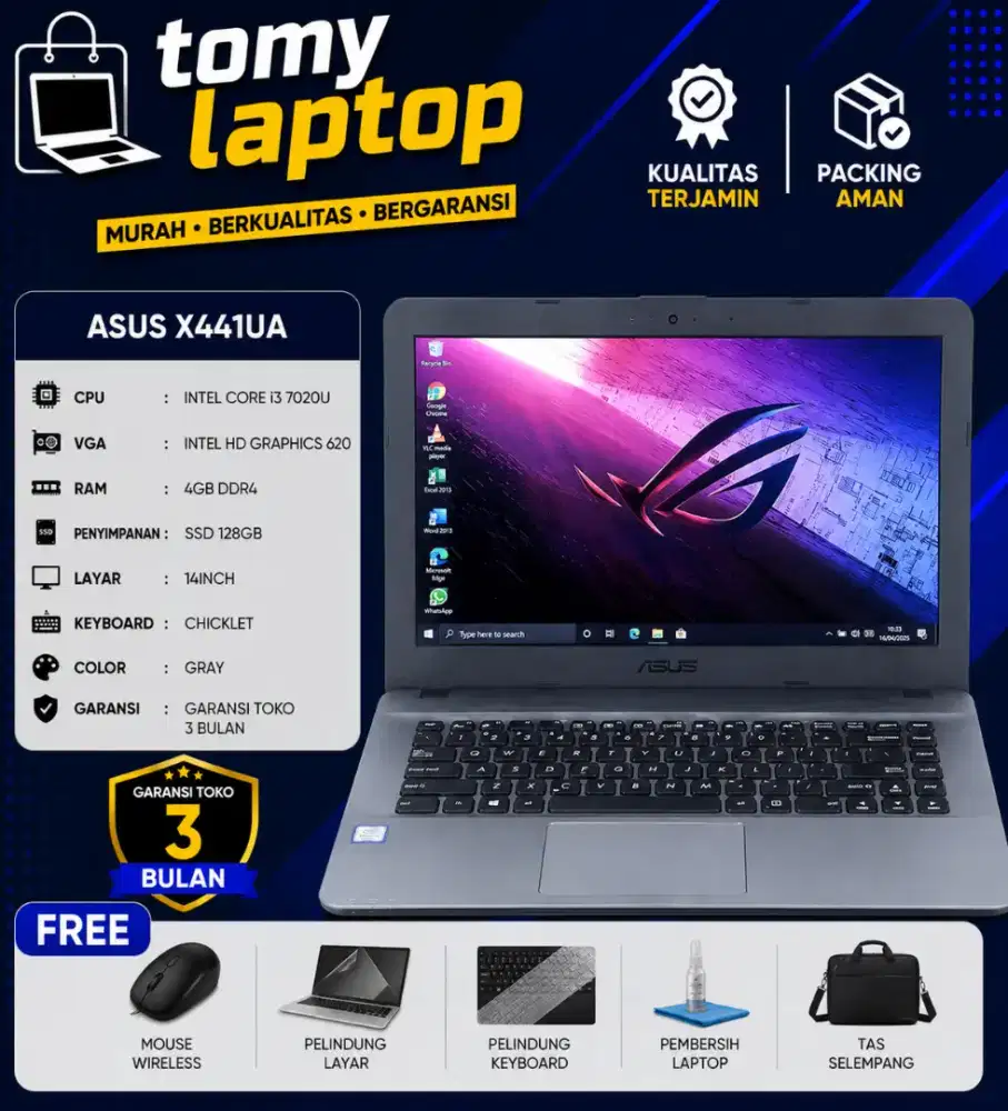 ASUS X441UA INTEL CORE I3 7020 INTEL HD GRAPHICS 620 RAM 4GB SSD 128GB