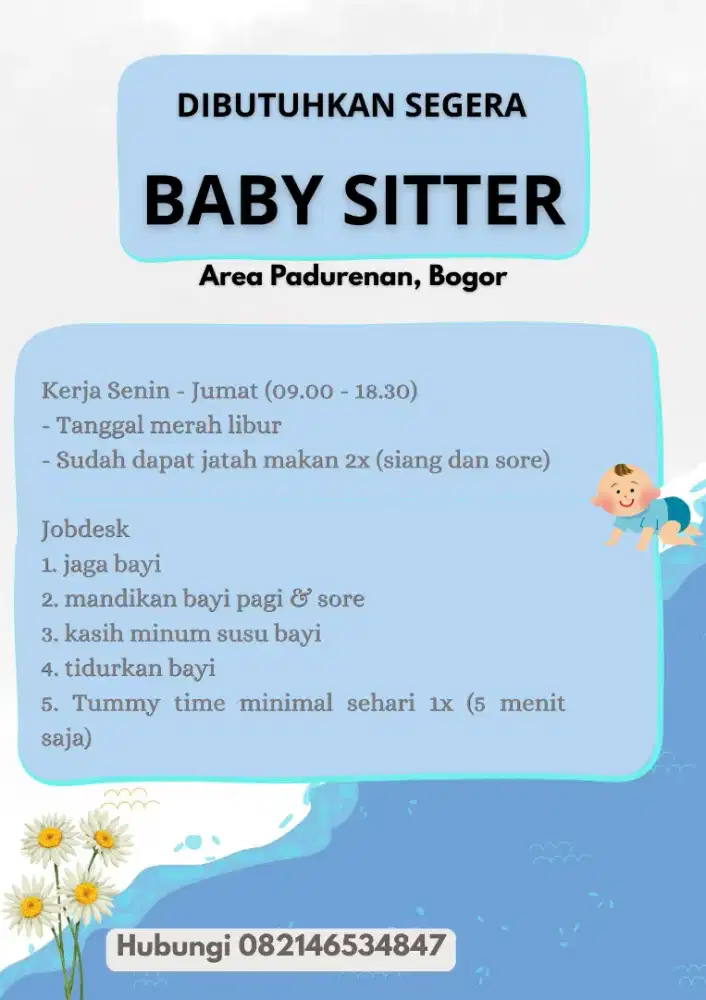 Dibutuhkan baby sitter