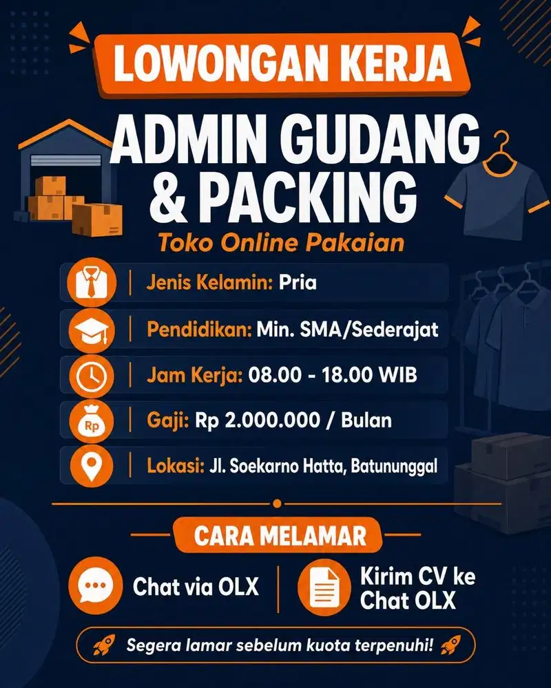 Admin Gudang&Packing olshop pakaian