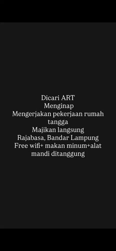 Dicari ART WANITA