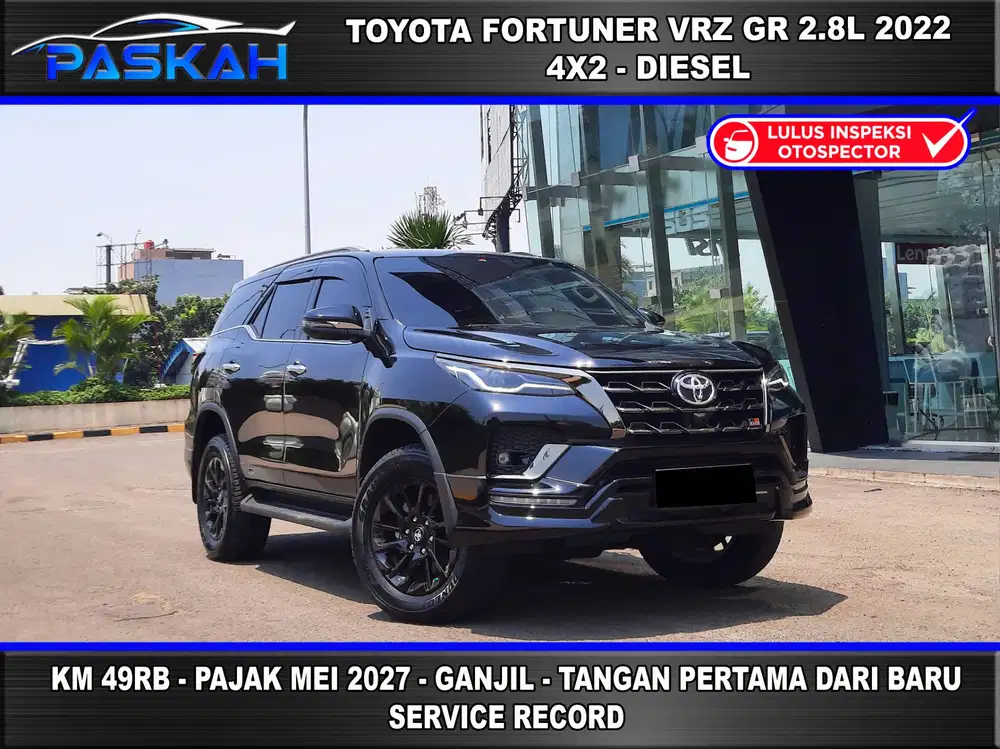 RFD BAN BARU Bunga=4% Pajak=2027-MEi Fortuner VRZ 2.8 Gr Sport 2022