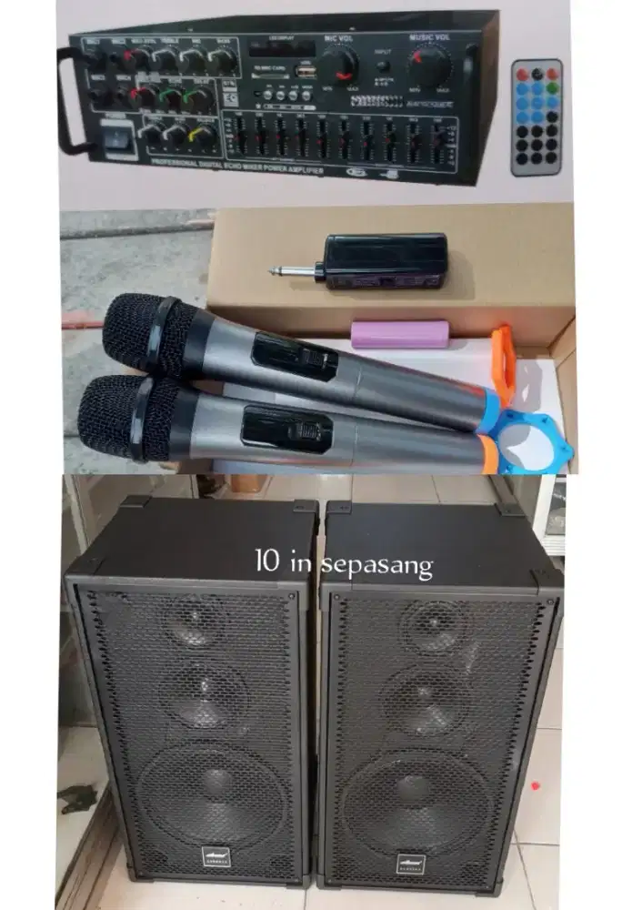 Paket sound karaoke 10 in stereo 3 way