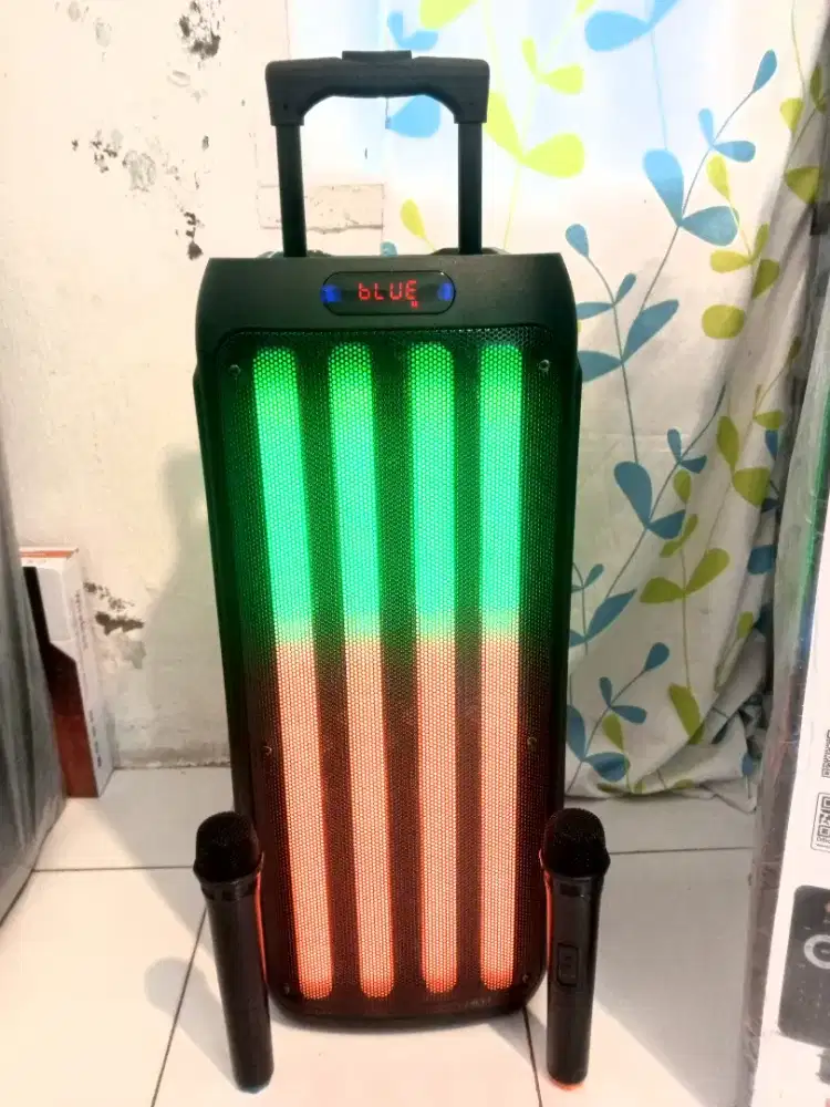 Speaker karaoke dual 8 in trolly
