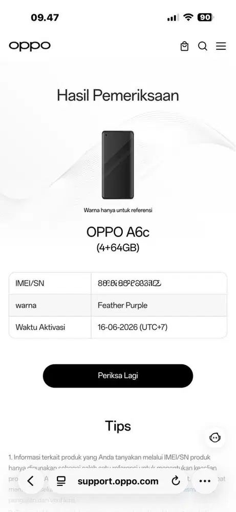Jual oppo a6c 4/64 baru seminggu