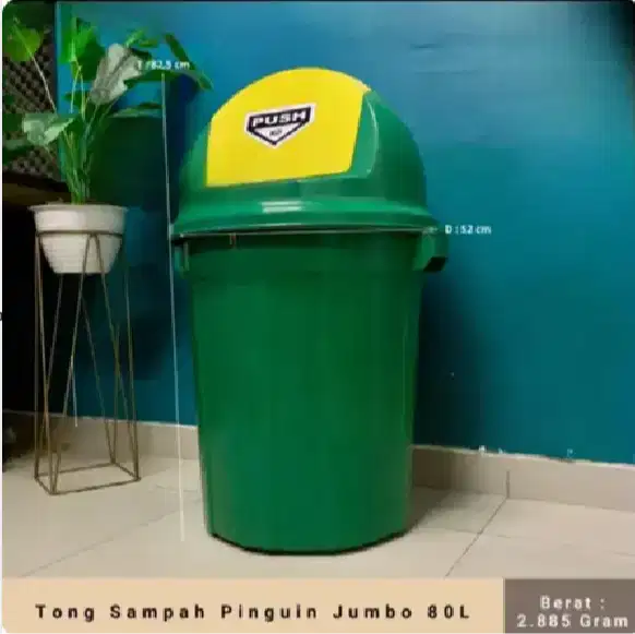 Tong Sampah Pinguin Jumbo 80L Hijau