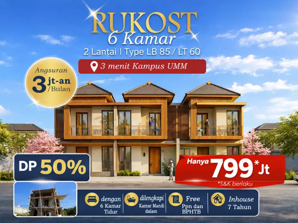 Rumah Kos Dekat Kampus Bisa Inhouse Cicilan 3 Jutaan