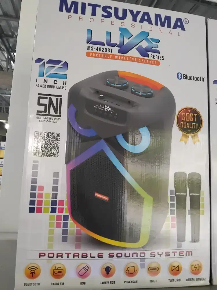 Mitsuyama Speaker Active 12 inch + 2 Mic Wireless Luxe MS-4020BT