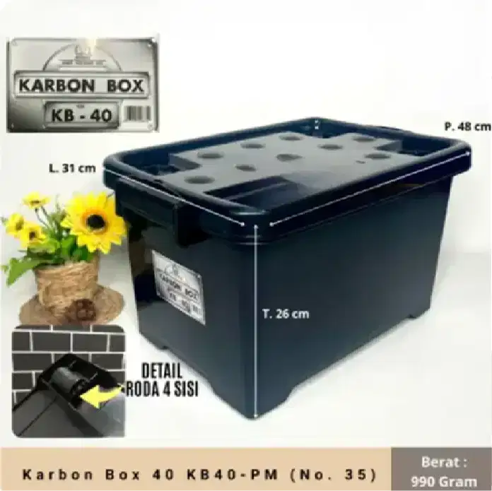 Box Container Hitam / Karbon Box (40, 70, 100, 140, 160 & 180 Liter)