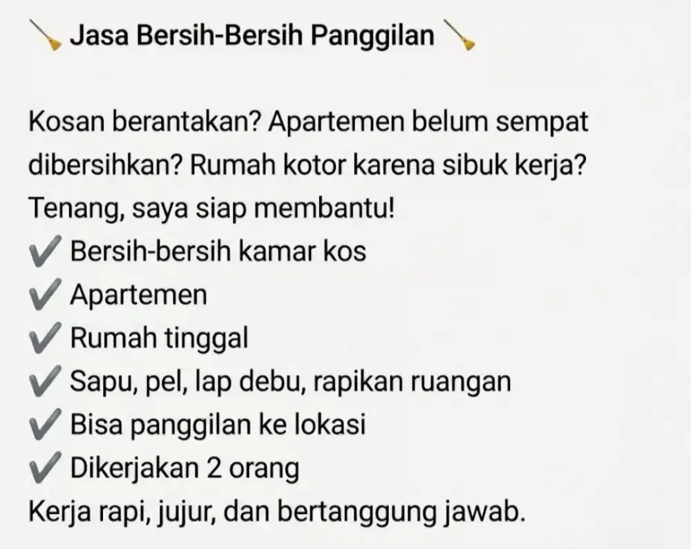 jasa cleaning panggilan