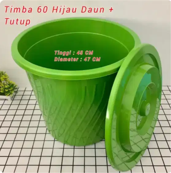 Timba 60 Hijau Daun, Tosca + Tutup (WARNA RANDOM)