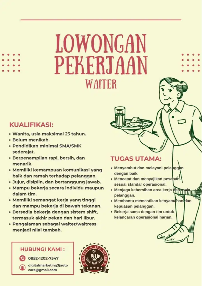 Lowongan Pekerjaan Waiters
