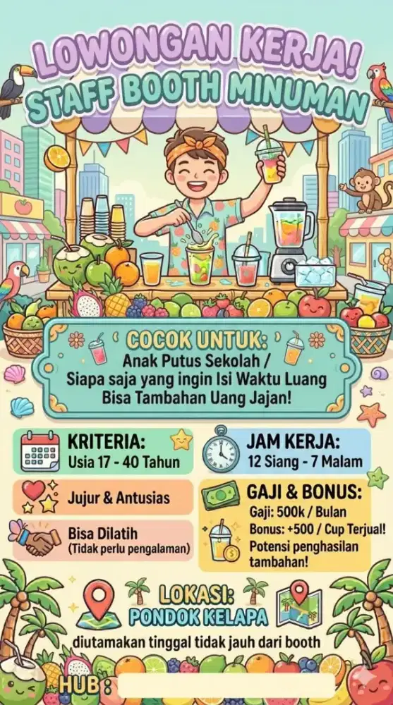 Freelance jaga booth minuman