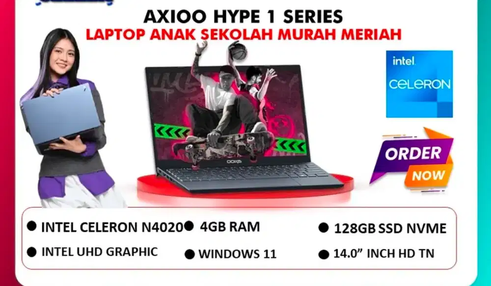 Axioo Hype 1 X JKT48 Intel Celeron N4020 8gb Ram 128gb SSD Windows 11