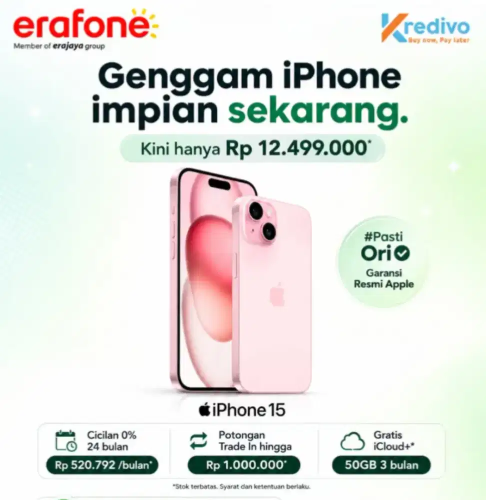 iPhone 15 128gb Turun harga Cicilan lebih mirah