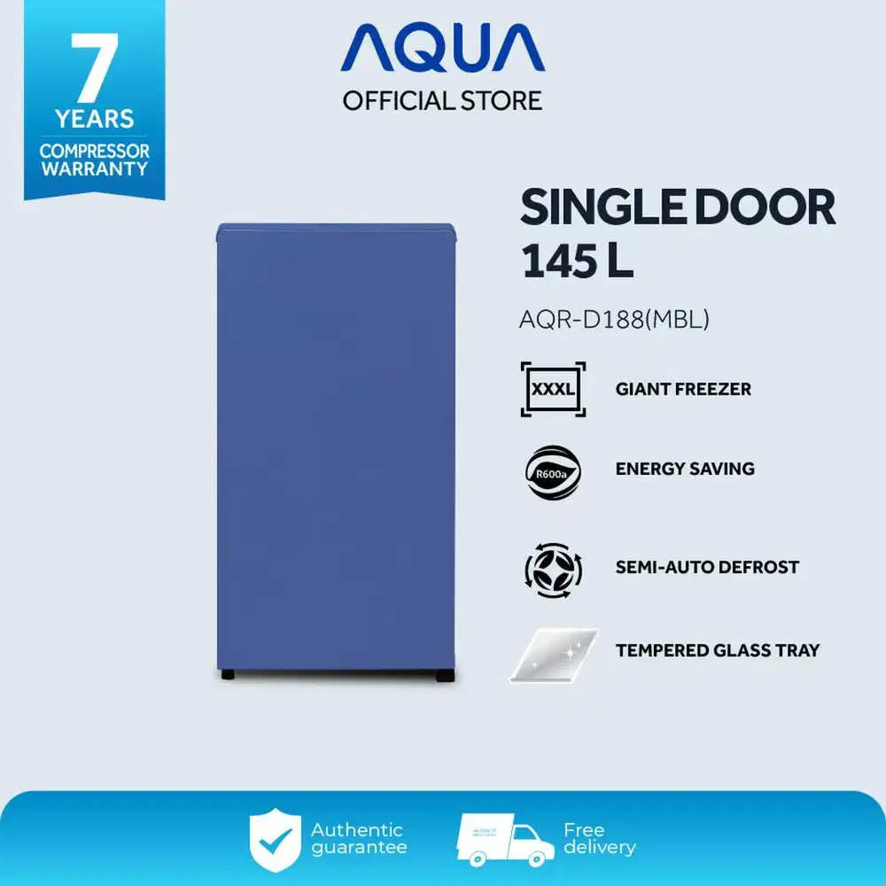 Kulkas AQUA Elektronik AQR-D188(MBL) Biru 1 Pintu 145 L