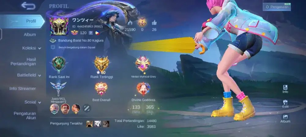 Jual akun gane mobile legend
