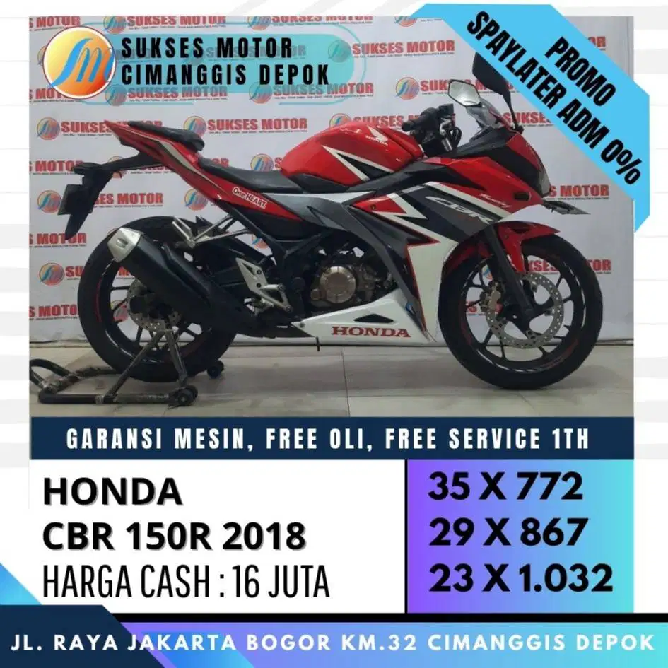 CBR 150R 2018 CASH KREDIT COVER JABODETABEK [SUKSES MOTOR]