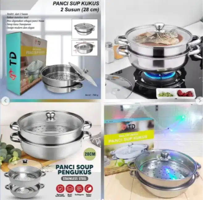 Panci Sup Kukus 28 Cm 2 Susun Multifungsi TD