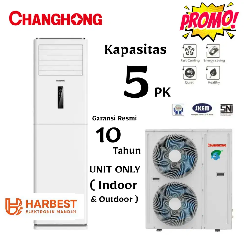 CHANGHONG AC Floor Standing Kapasitas 5 PK R410 DOUBLE BLOWER GOLD FIN