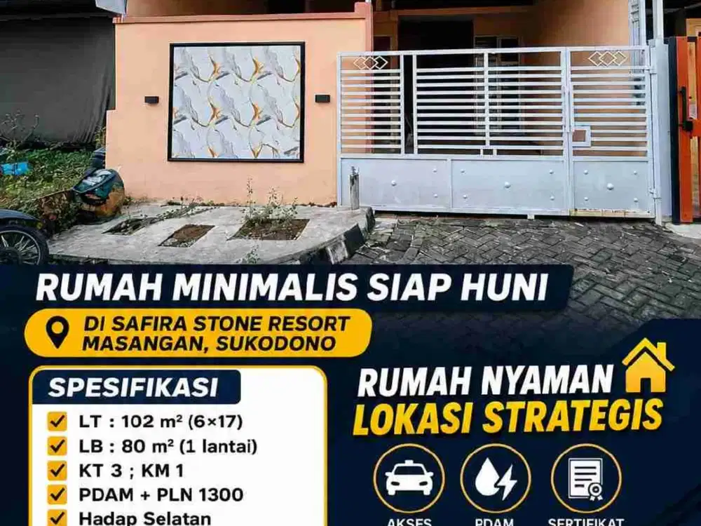 Rumah Murah siap Huni di Safira Stone Resort, Masangan Wetan, Sda