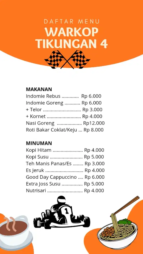JASA DESAIN MENU WARKOP RACING 75RB 1 HARI JADI - UNGARAN BERGAS
