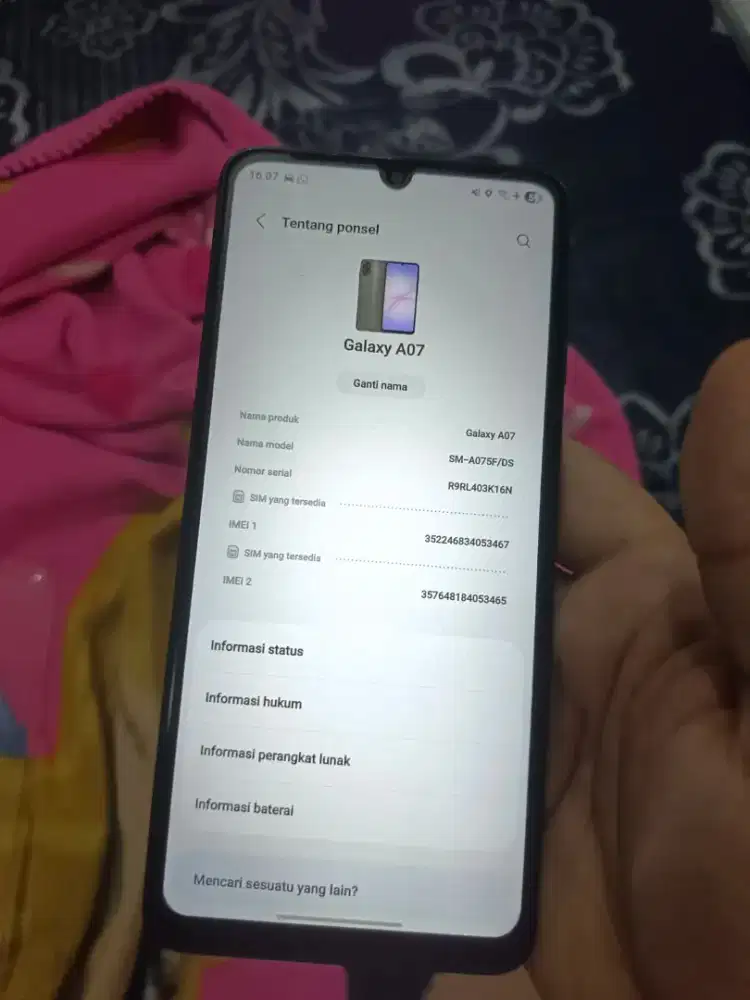 Samsung A07 Fullset 4/64 gb kondisi normal