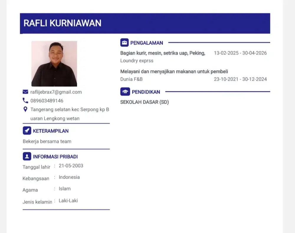 info lowongan kerja dong pak/Bu/bang/kak