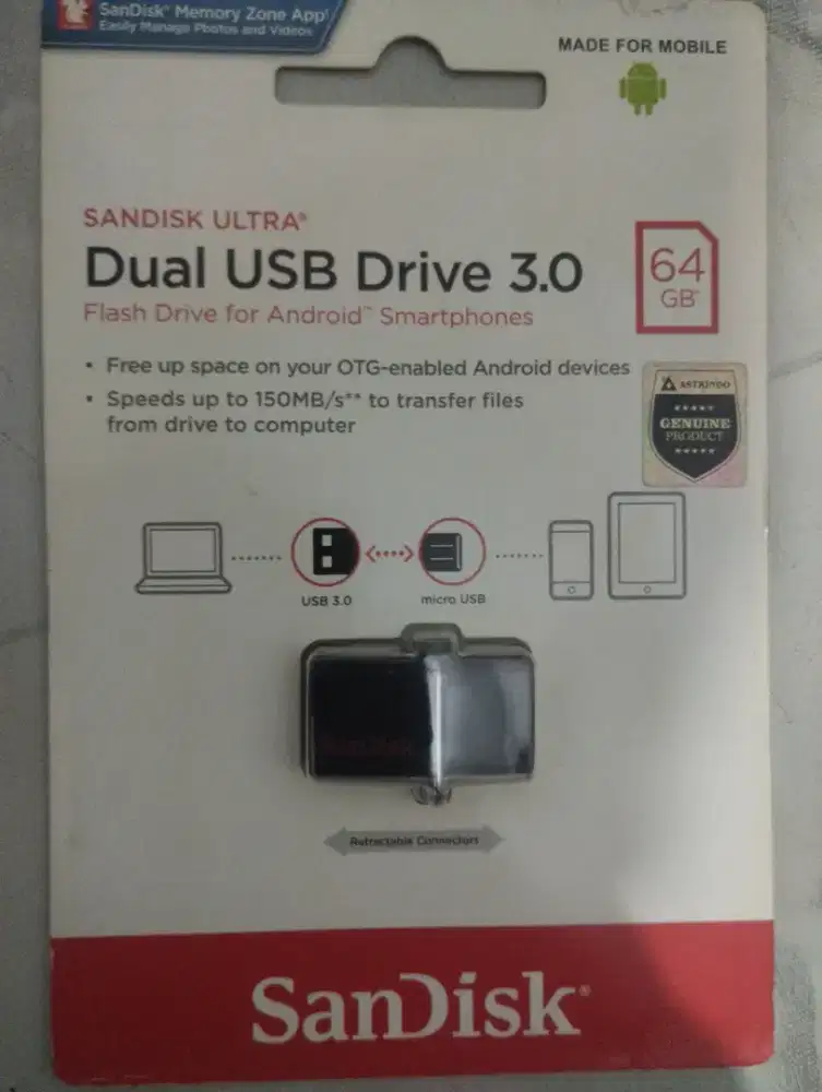OTG SANDISK 64 GB DUAL USB DRIVE 3.0. NEGO