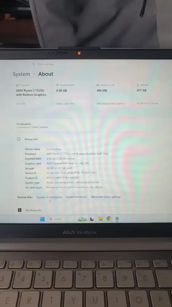 Asus vivobook go Ryzen5 (19 feb 2026) masih garansi