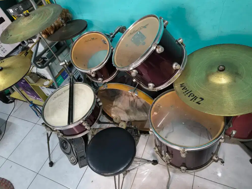 Drum Set Akustik Holland Drums + Cymbal Zildjian Siap Pakai