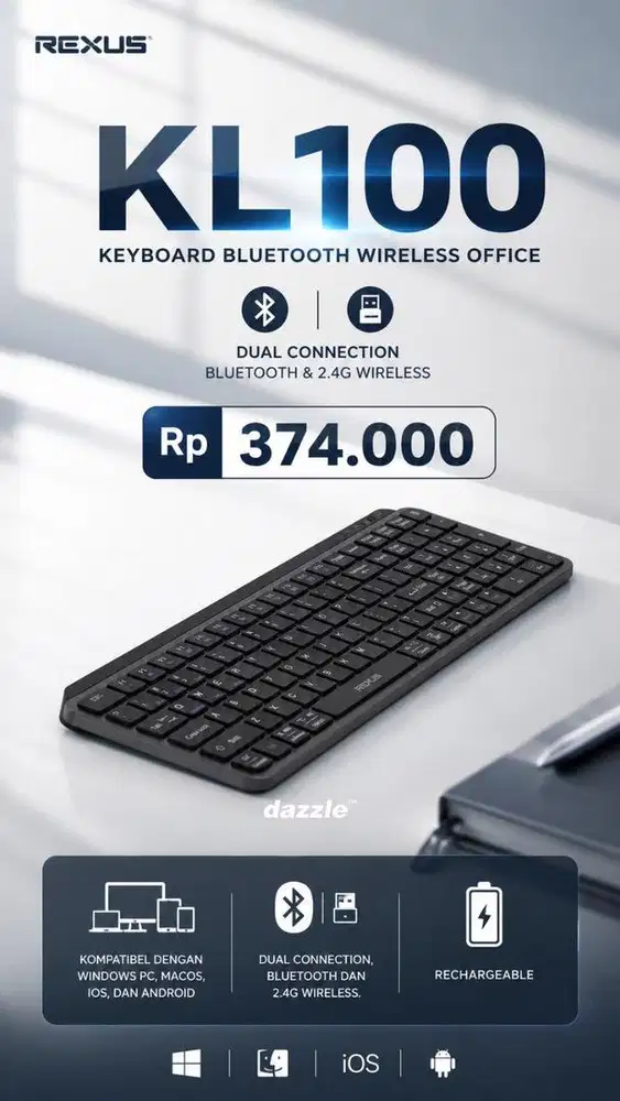 Keyboard office wireless rexus KL100