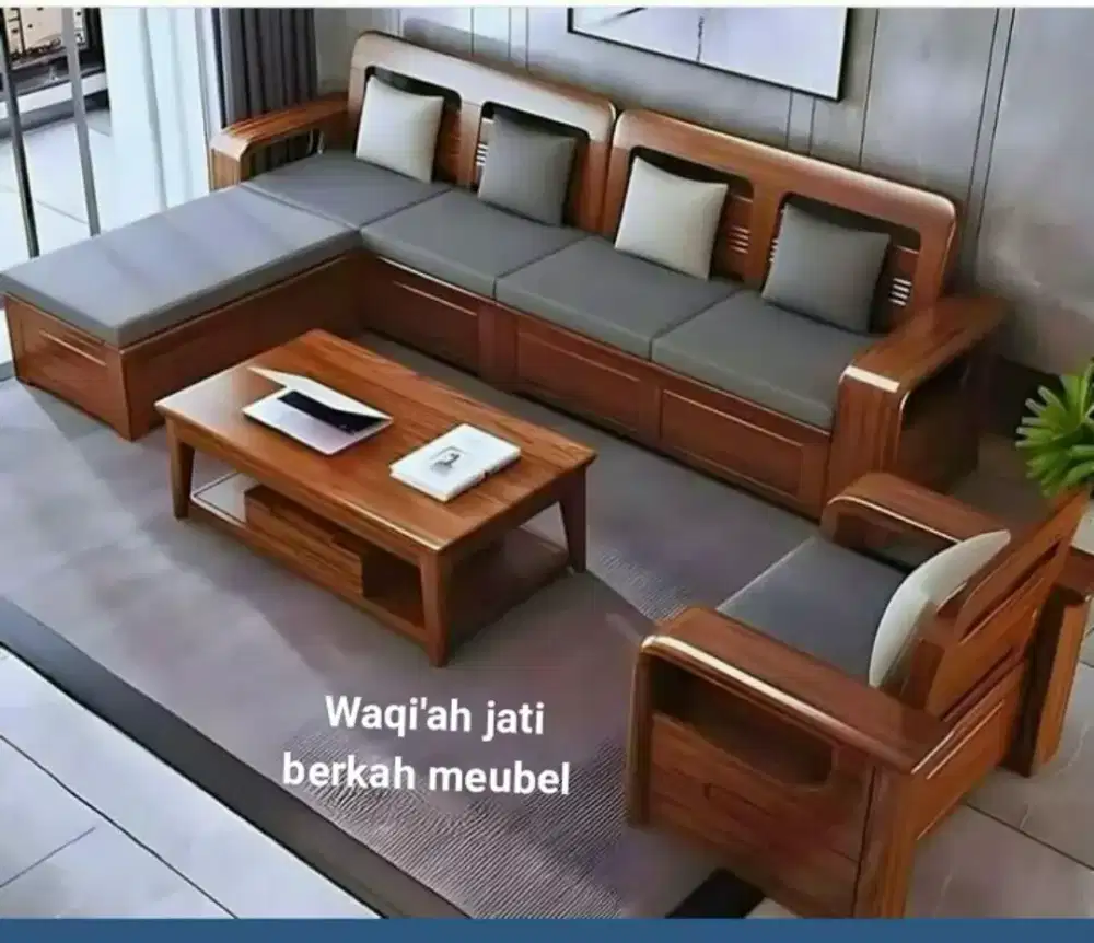 Sofa tamu minimalis modern kayu jati tua