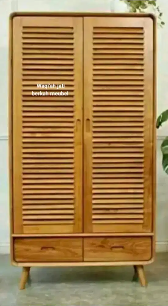 Lemari baju minimalis modern ,pintu 2, kayu jati tua