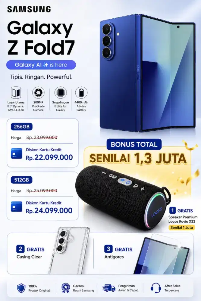 SAMSUNG GALAXY Z FOLD7 DISKON 4 JUTA BONUS 1,2 JUTA