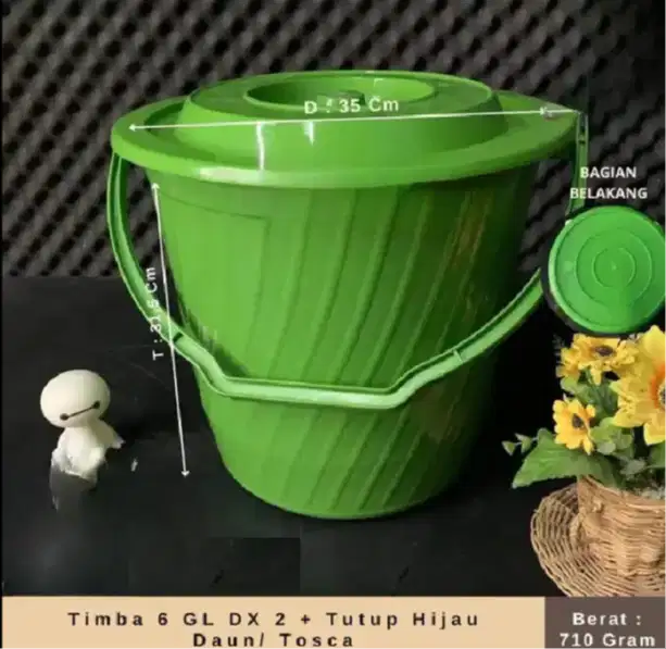 Timba 6 GL DX 2 + Tutup Hijau Daun
