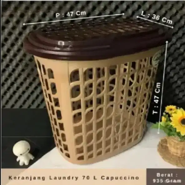 Keranjang Laundry 70 L Capuccino , Silver