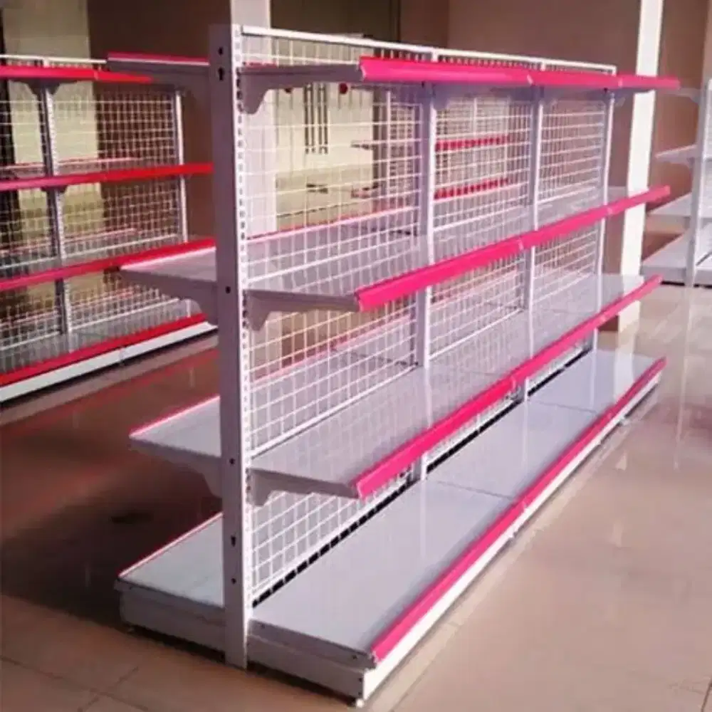 Rak gondola minimarket dua sisi