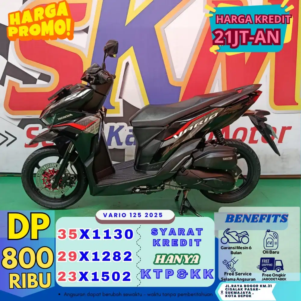 ( promo dp:800 vario 125 2025 syarat kk dan KTP cash credit