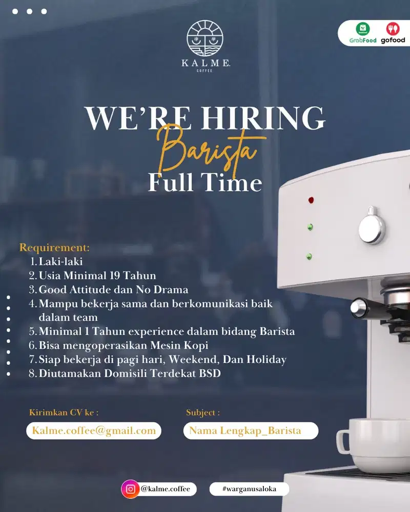Hiring barista tangsel