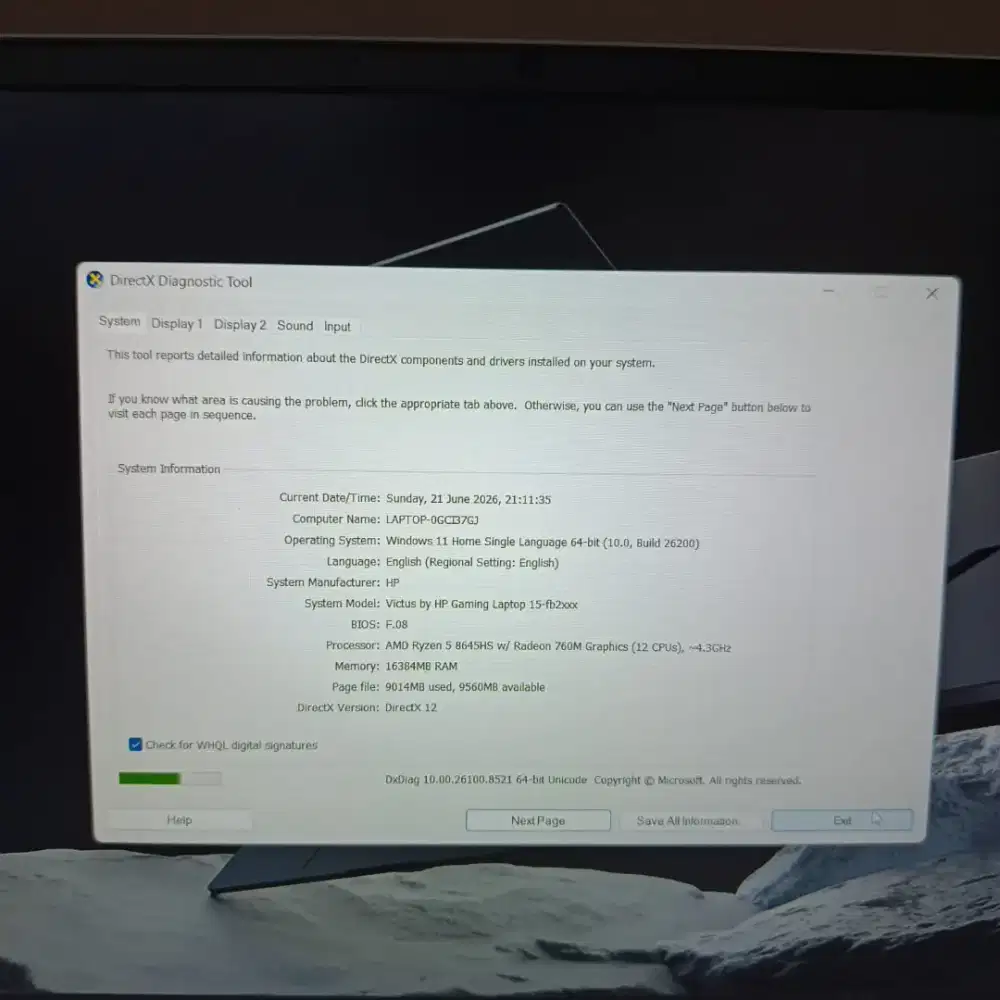 Victus 15 RTX 4060 Vram 8gb