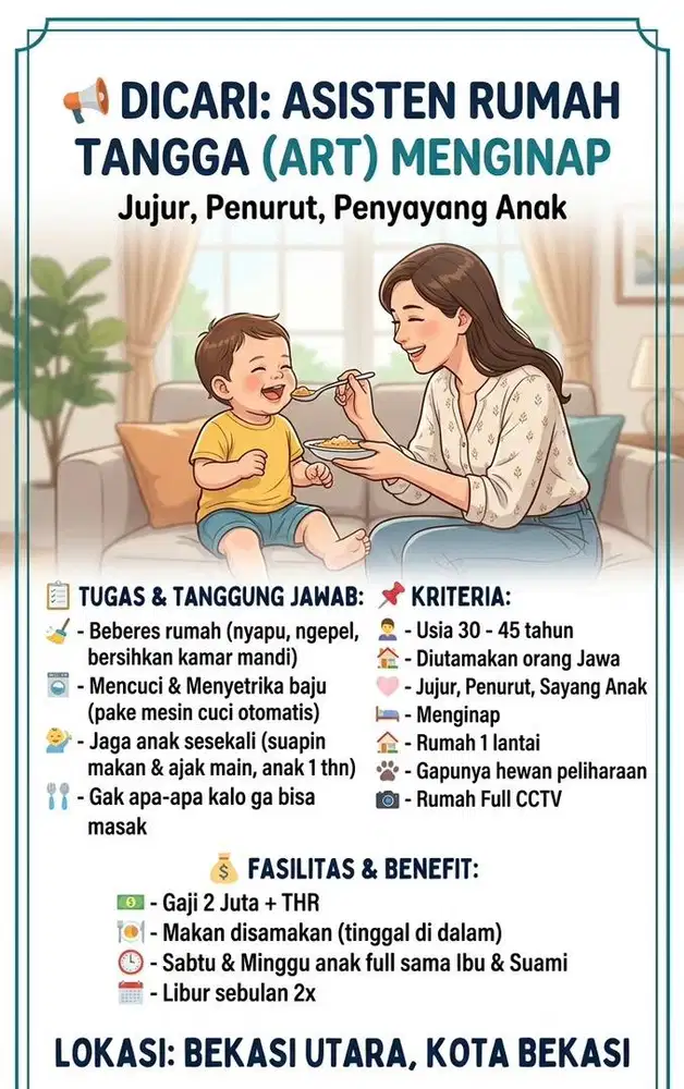 LOWONGAN ART MENGINAP (BEKASI UTARA)