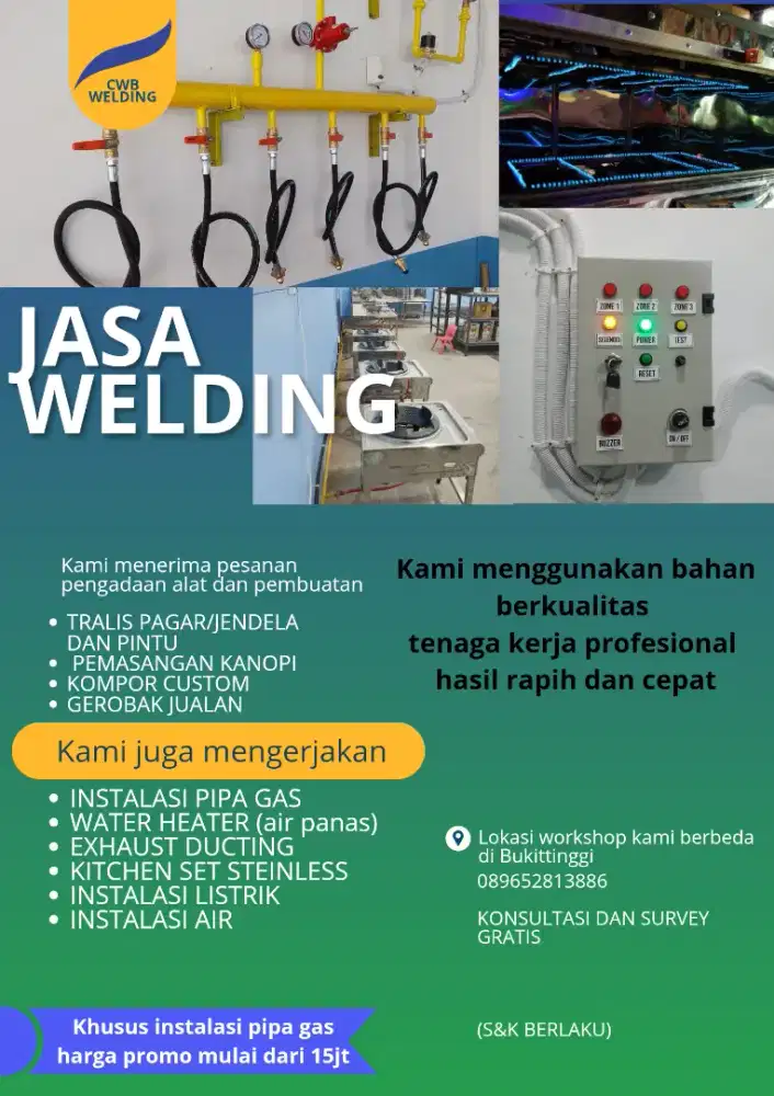 Jasa Welding, Instalasi pipa gas, Tralis, service kompor, kitchen set