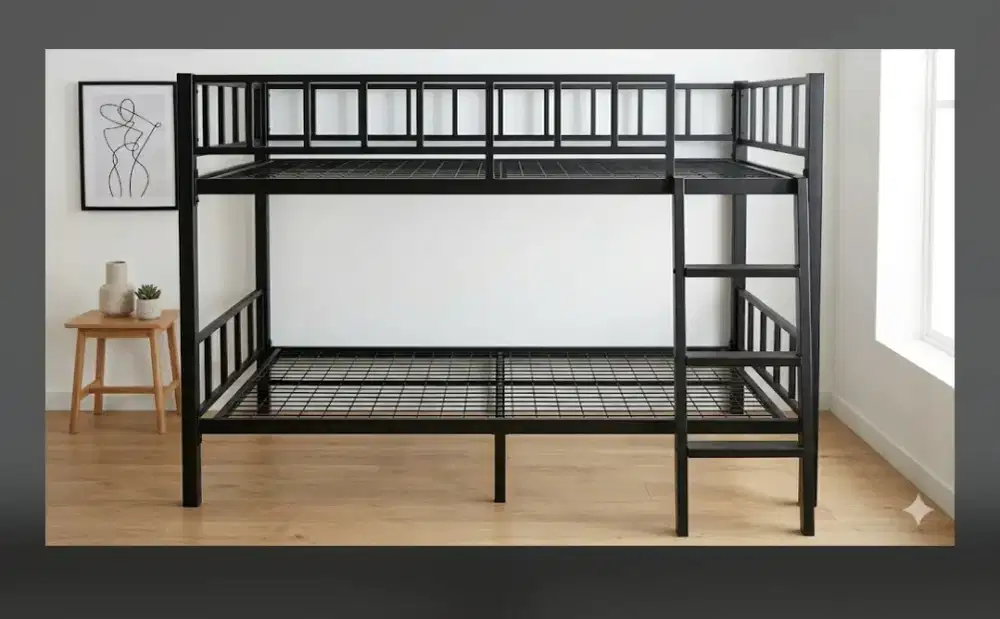 Dijual Tempat tidur besi 2 tingkat  ukuran 120x200 dan 90x200.