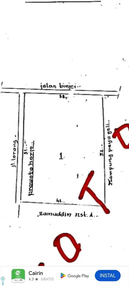 Dijual tanah dengan ukuran 2040m², lokasi sangat strategis