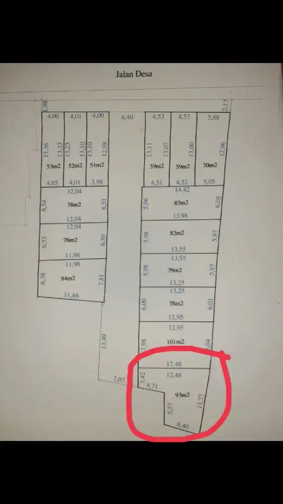 Dijual tanah Luas 93M, disamping Kost Freya