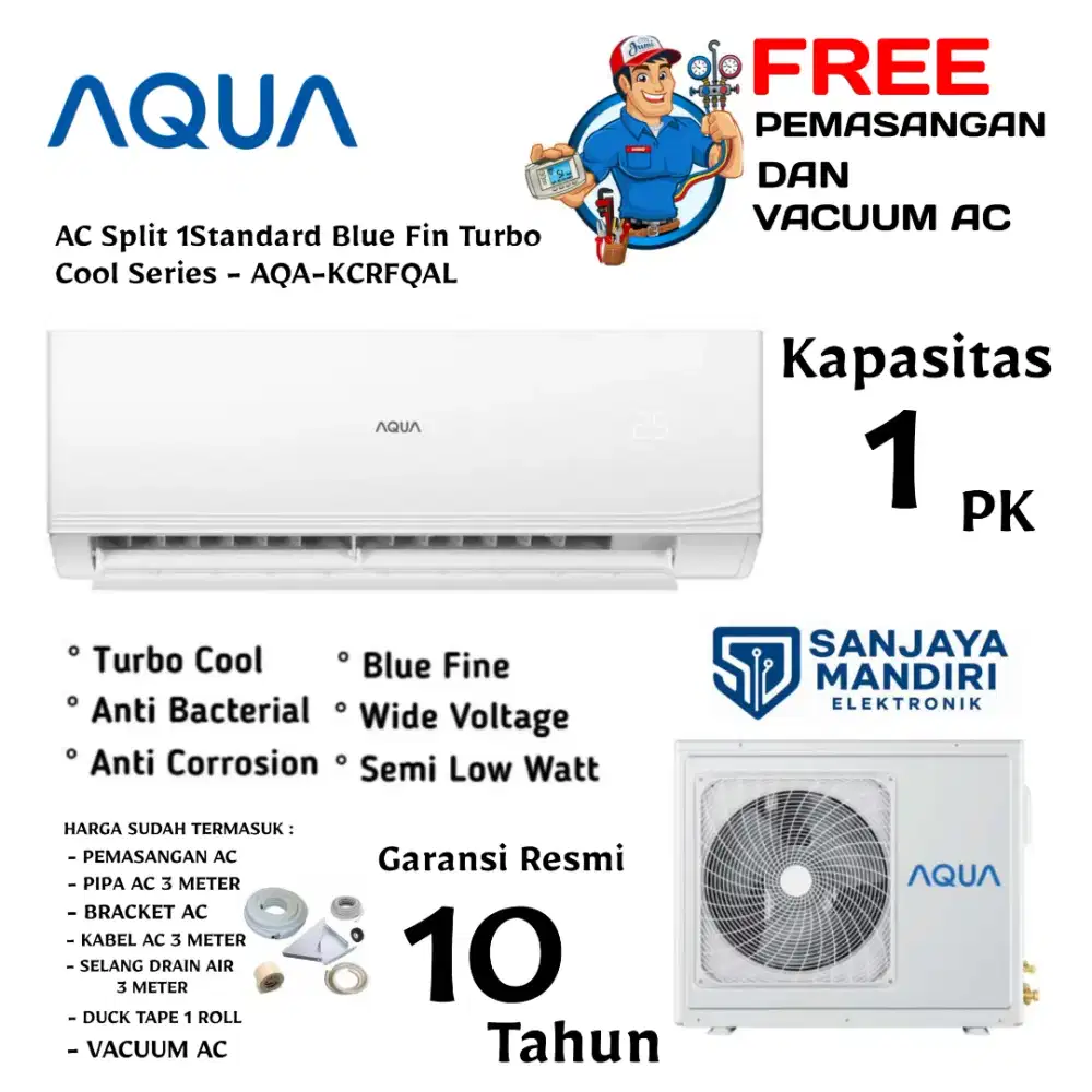 AQUA Japan AC Split 1 PK Standard Blue Fin Turbo Cooling AQA-09FQAL