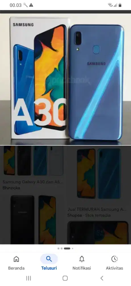 Dijual cepat hp samsung a30 ram 4/64 hp mulus nominus siap pakai