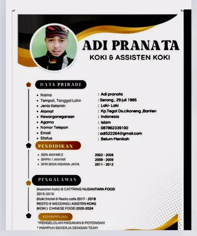 Cari kerjaan untuk posisi koki/juru masak