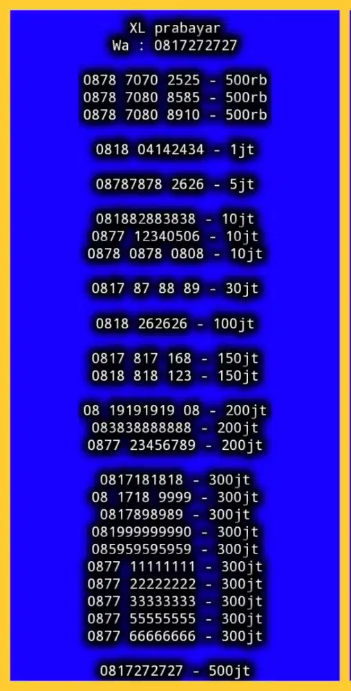 NOMOR CANTIK XL PRABAYAR